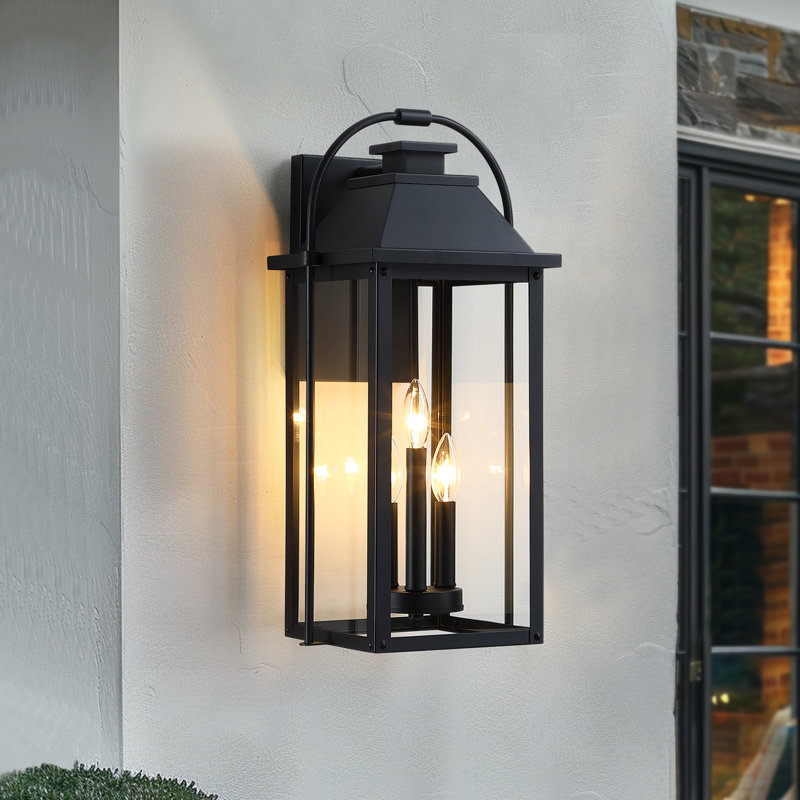 Grande applique murale d'extérieur noire 22,5 "à 3 lumières H 22,5", Noir mat, H 22,5 po - 3 douilles