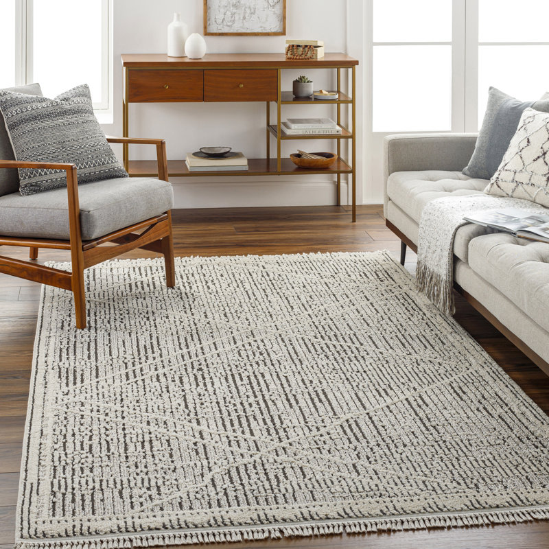 Nalani Moroccan Black and Gray Area Rug, Rectangle 8' x 10'
