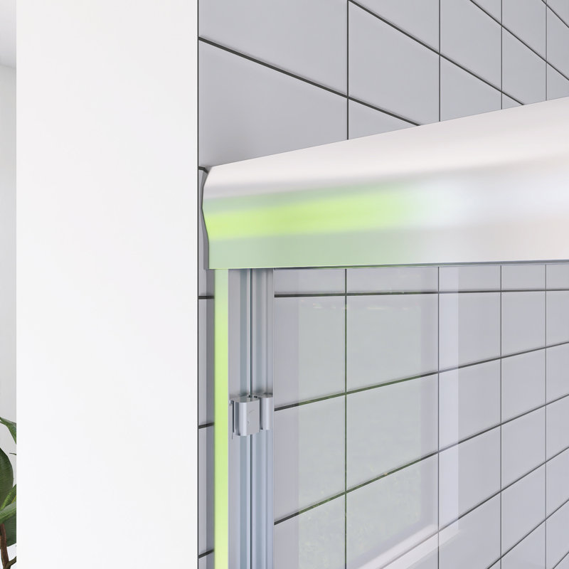 60 In. W X 72 In. H Double Sliding Semi-Frameless Shower Door, Chrome