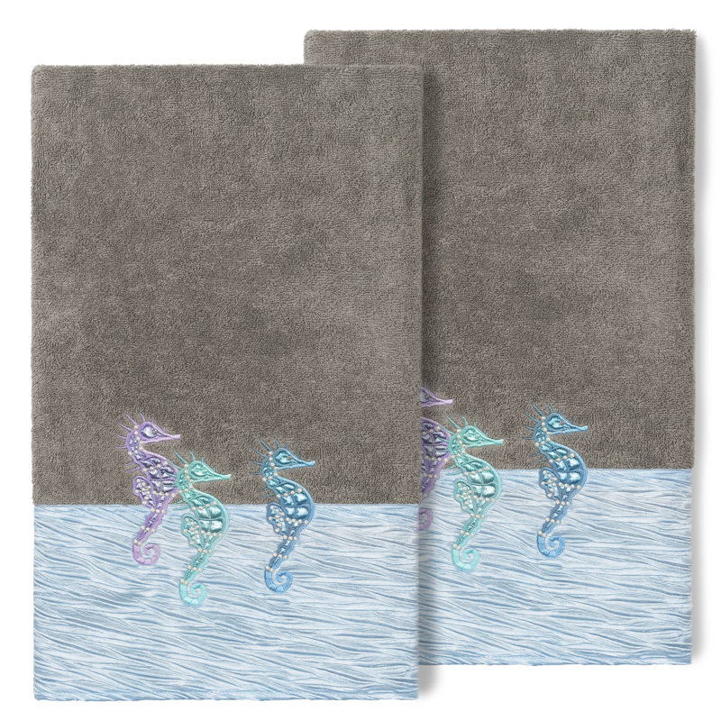 Ensemble de 2 serviettes de bain en coton turc Sofia, Gris foncé