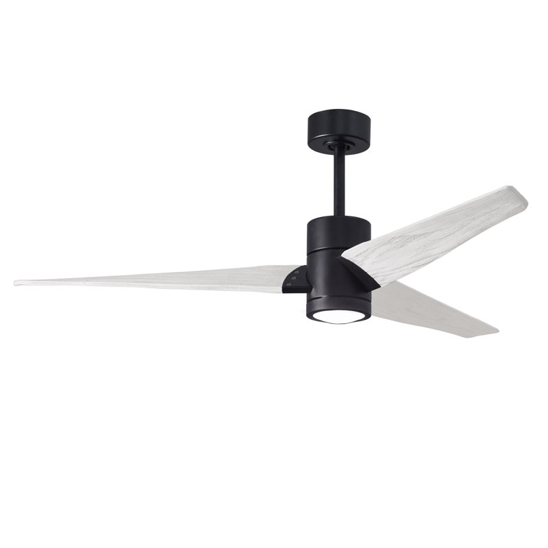 Ceiling Fan with LED Lights, Matte Black, Matte White, 52"