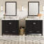 Meuble-lavabo noir 72 po avec lavabo en céramique, portes à fermeture douce, tablettes de rangement doubles et tiroir divisé - Armoire de salle de bain moderne avec beaucoup de rangement-1110354387-1110354413