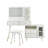 Modern Makeup Vanity Desk With Mirror And Lights, Retractable Dressing Table With Drawers And Cabinet, Compact Makeup Table Set With Power Outlet For Bedroom-554960978