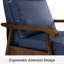 Véritable fauteuil inclinable en cuir véritable de qualité supérieure, fauteuil inclinable manuel à dossier haut Mid-Century en bois de noyer massif, méridienne réglable à 3 positions pour petit salon, chambre à coucher et coin lecture (ensemble de 2)-681600982
