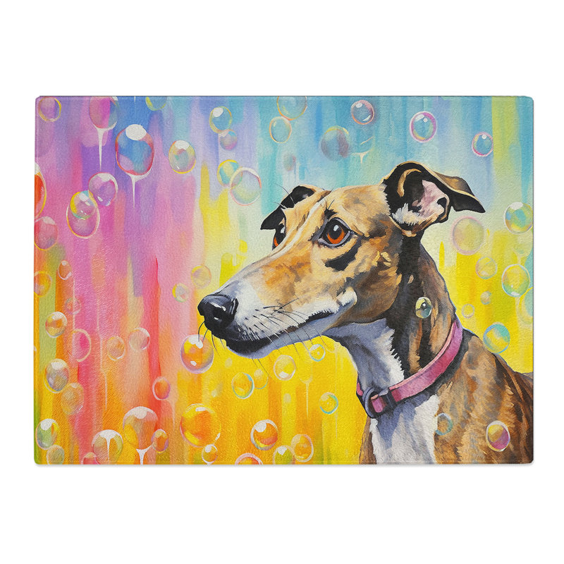 Greyhound Bubbles  Glass Chopping Board
