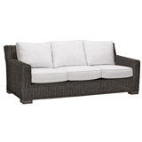 Rustic 81.25" Wide Outdoor Wicker Patio Sofa with Cushions