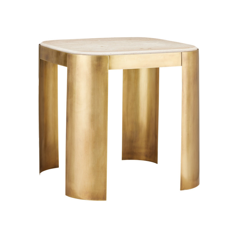 Sev End Table, Travertine