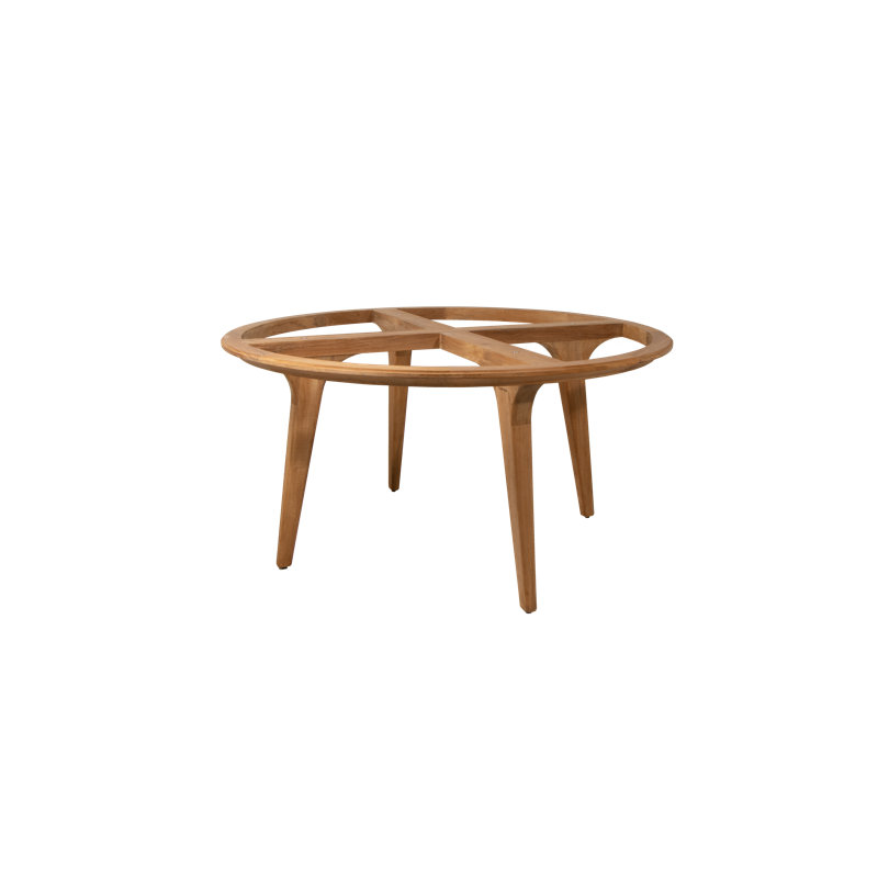 Aspect Outdoor Round Teak Dining Table, Travertine Look