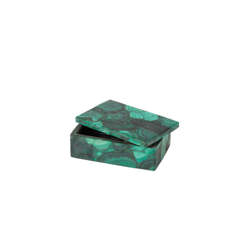 Malachite pierre Box-Sm, H 2,5 po x l 7 po x P 4,5 po