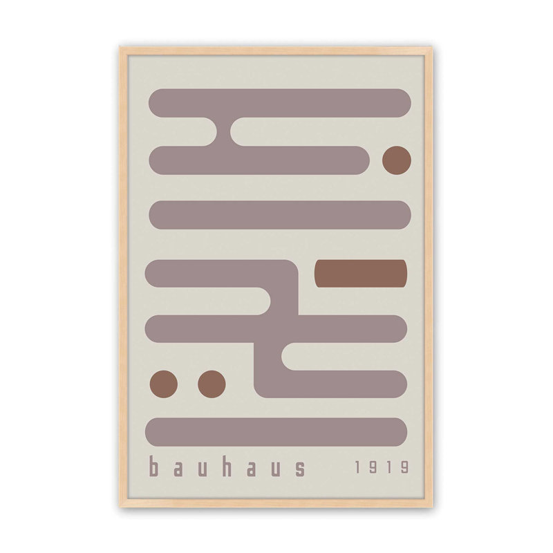 Warm Taupe Bauhaus Minimalist Circuitry I Print in a Frame, Framed Print without Mat, Raw Maple, 17" H x 13" W x 1.25" D