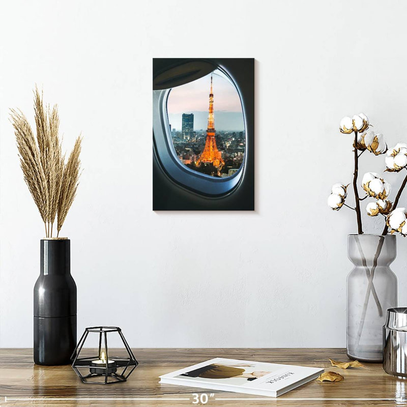 Aime Tokyo Tower Plane Window View, 12" H x 8" W