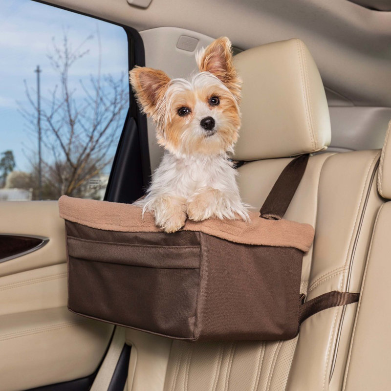Medium Brown Soft-Sided Dog Car Booster Seat