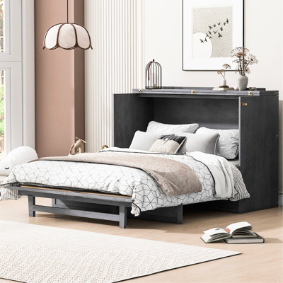 Queen Size Gray Bed With Functional Drawers & Chargers. Optimize Your Bedroom Space In And Spacious Drawers. Create A Cozy Living Environment