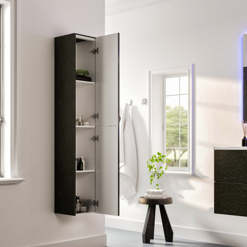 Eviva Joy 12 In. W X 10 In. D Maple Wall-Mounted Linen Cabinet, Black