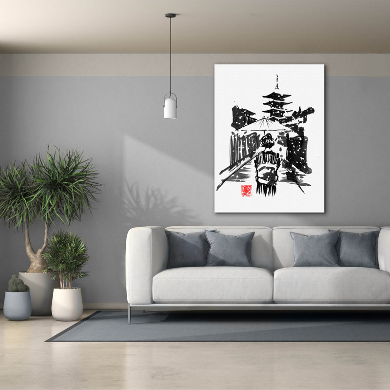 «Geisha In The Snow» par Pechane, H 54 po x l 40 po x P 1,5 po