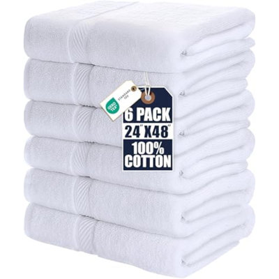 6 Pack Medium Bath Towel Set, 24 By 48 Inches, 500 GSM 100% Ring Spun Cotton, Lightweight And Highly Absorbent Quick Drying Premium Towels For Hotel, Spa And Bathroom, Navy