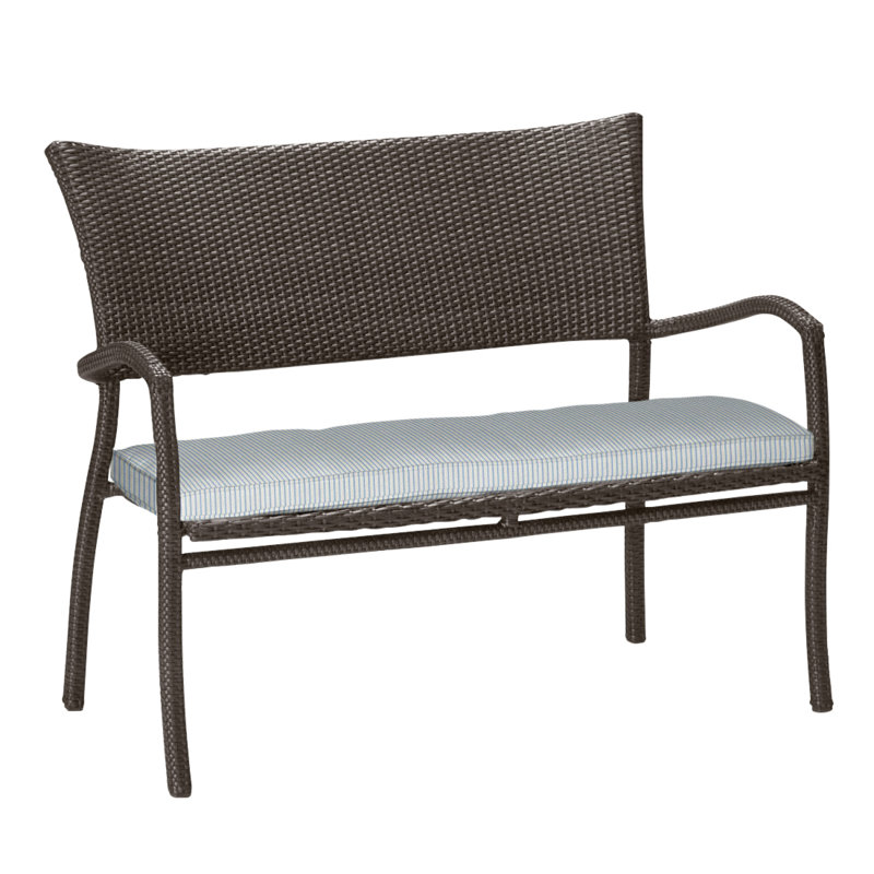 Skye Wicker Garden Bench, Black Walnut, Natural White, Welt