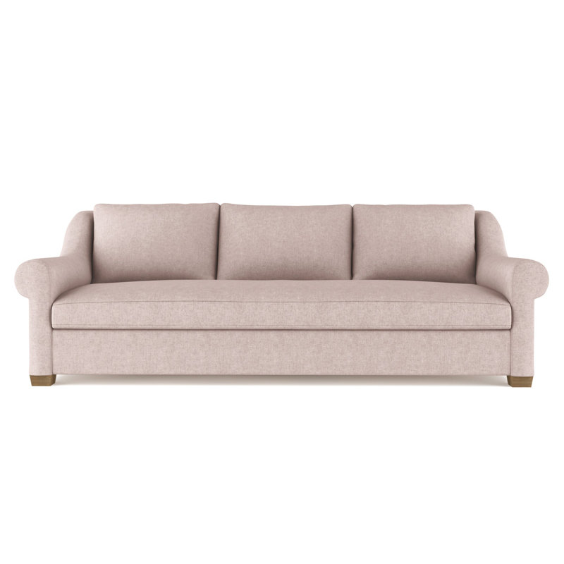 Thompson Rolled Slope-Arm Sofa, Box Weave Linen Alabaster, 32" H x 96" W x 41" D, Weathered