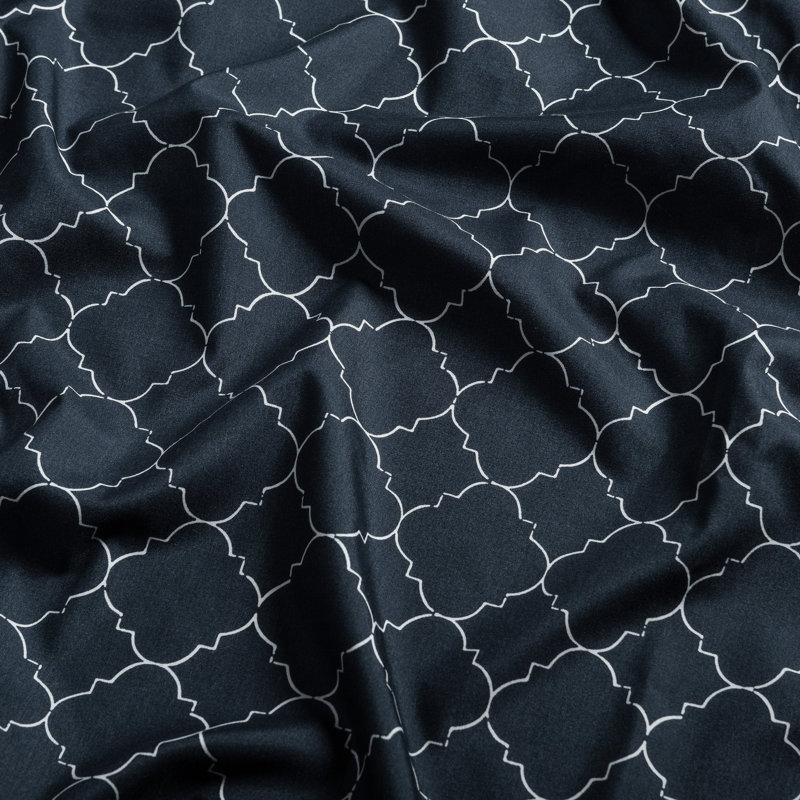 Twin Blue Quatrefoil Print Microfiber Sheet Set