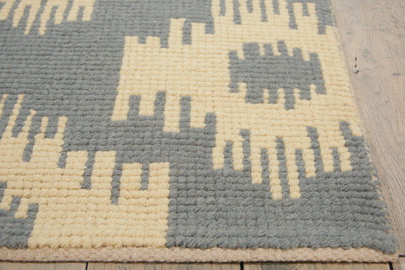 Biondi Geometric Handmade Flatweave Wool Slate Area Rug, Runner 2'3" x 8'