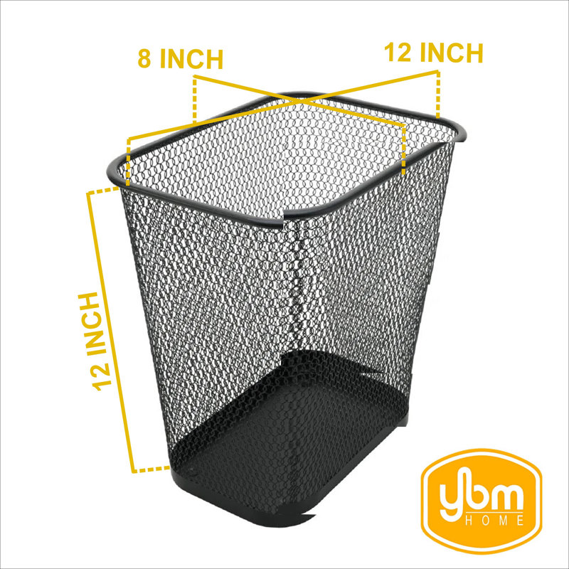 Black Stainless Steel Mesh Rectangular Waste Basket