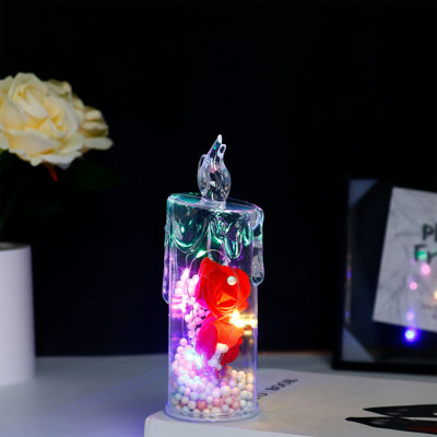 LED Simulation Electronic Candle Ins Transparent Rose Small Night Light Bedroom Bedside Girl Heart Decoration Decorations