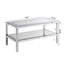 Table basse rectangulaire avec plateau en verre et tablette