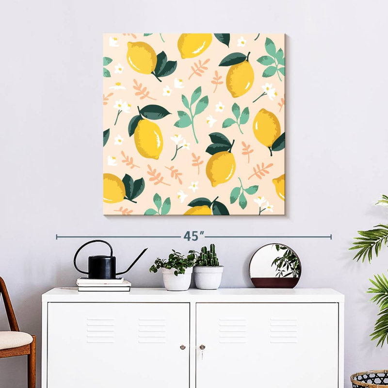 Motif de citron et de fleurs Arney, H 30 po x l 30 po