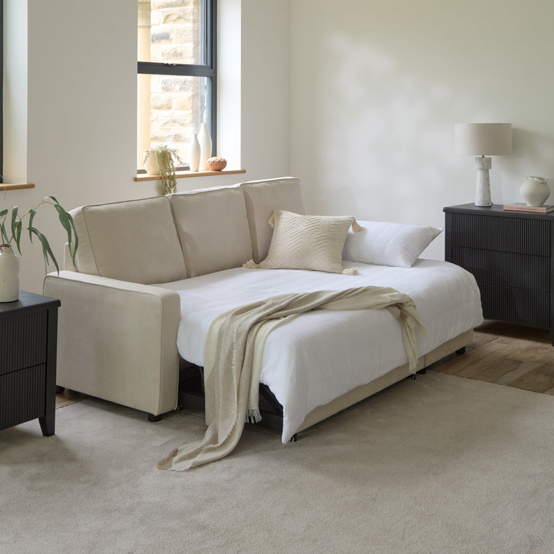 Seok Pull-Out Corner Sofa Bed, Off White