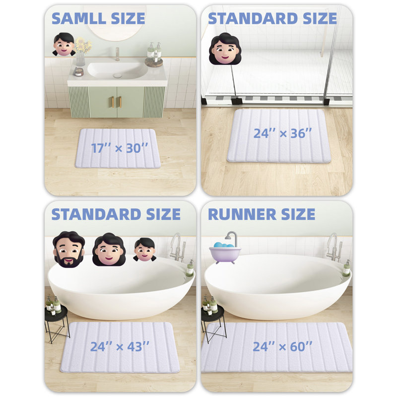 Tapis pour salle de bain Earley, Simple - l 17 po x L 30 po, Blanc