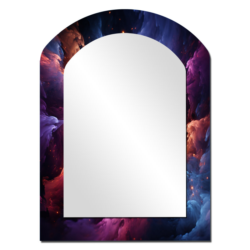 Décorations interstellaires abstraites dorées - miroir en arc doré, 34 po x 25 po