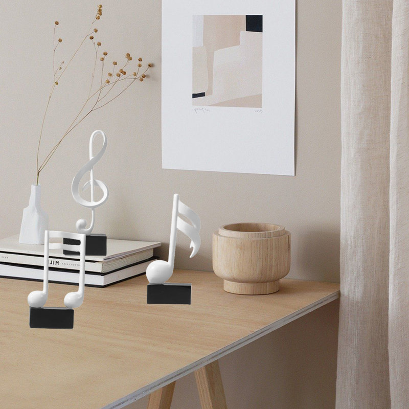 3 Pieces Music Note Sculptures For Home Decor Shelf Decor, White