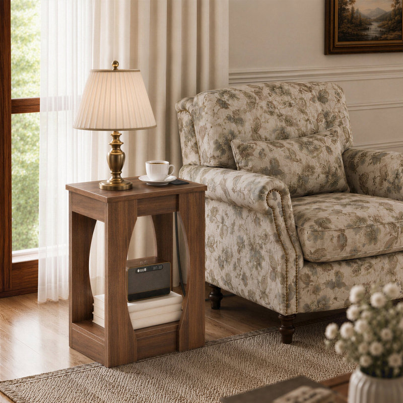 Table de bout avec station de charge, Walnut