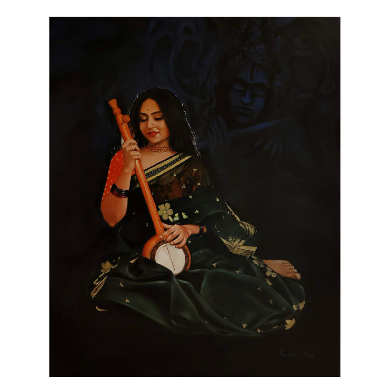 Krishna Ji en arrière-plan - Sadhana par femme, peinture | Acrylique sur toile | Par Shweta Rukme