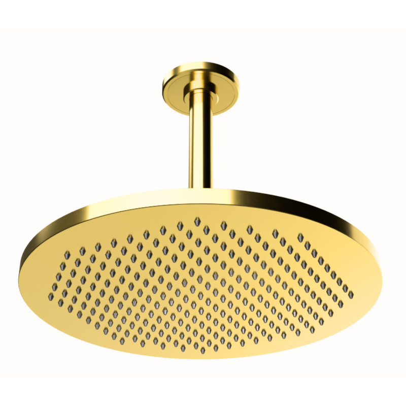 Rainstone Rainshower Head - Modern, 12", Unlacquered Polished Brass