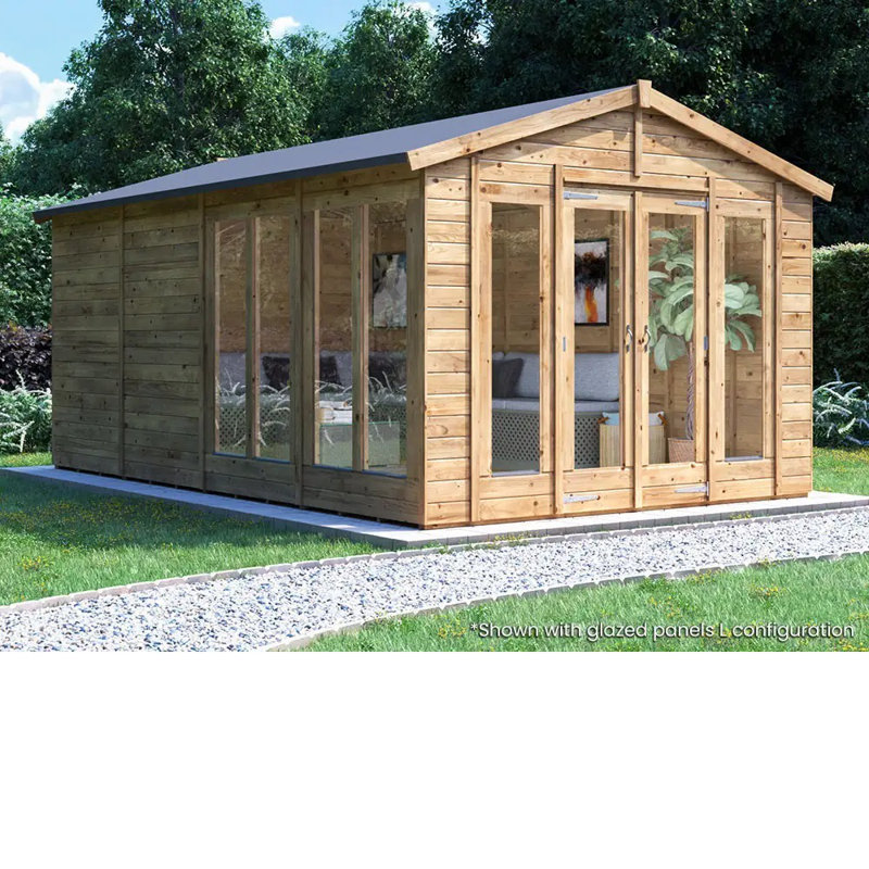 Dunster House Summerhouse 3m x 4.8m (10' x 16') Apex Roof Fully Pressure Treated RagePanda Modular