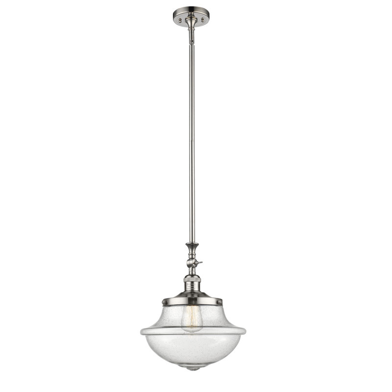 Luminaire suspendu simple à 1 lumière Baptiste, Ampoule non incluse, Grainé, Nickel poli