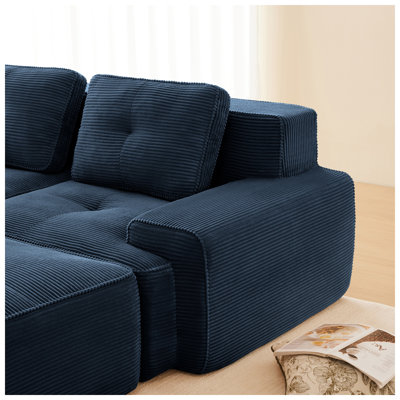 Everly 80.3" W x 69.7" D x 27.1" H Corduroy Tufted L-Shaped Modular Sectional Sofa