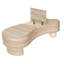 Table basse irrégulière avec plateau rabattable et compartiment de rangement caché