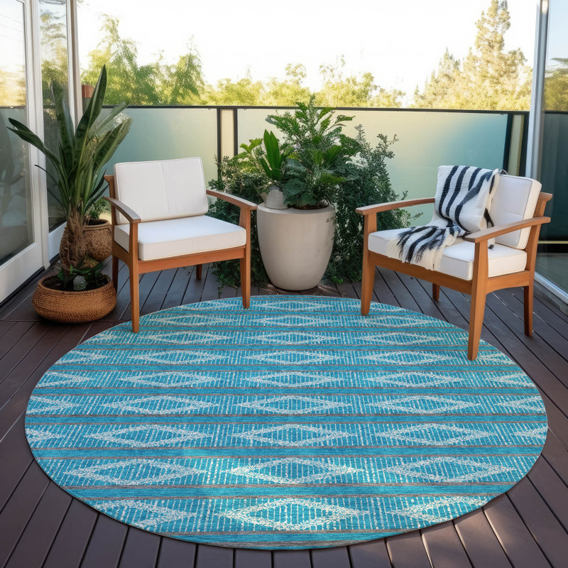 Tapis bleu sarcelle lavable intérieur / extérieur Lume , 2 pi 6 po x 3 pi 10 po