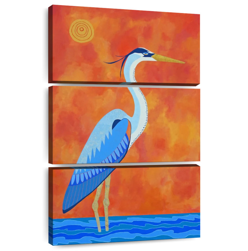 Brampt Blue Heron Sunset, 38" H x 24" W