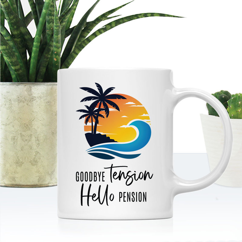 Tasse à café «Funny Retirement», Goodbye Tension Hello, tasse de retraite en céramique pour cadeaux, 11 oz, paquet de 1