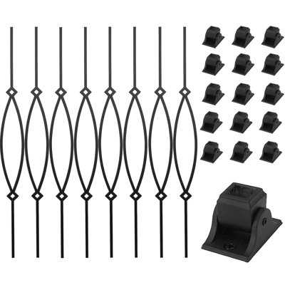 8‑Pack 44" Hollow Oval Iron Balusters, Metal Stair Spindles for Interior Banister Railing DIY Stair Remodel