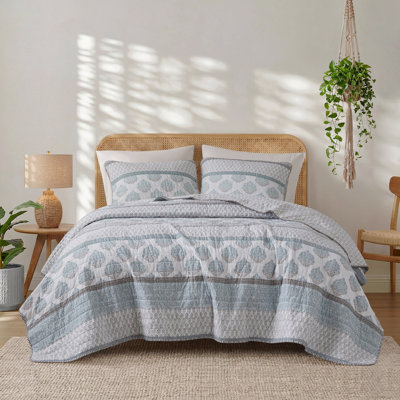 3-Piece Full/Queen Quilt Set,Aqua