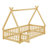 Tent-Shaped Floor Bed With Guardrails, Slats, And Door-1337130536