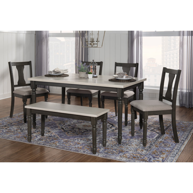 Io 6-Piece Two Toned Wood and Upholstered Dining Set