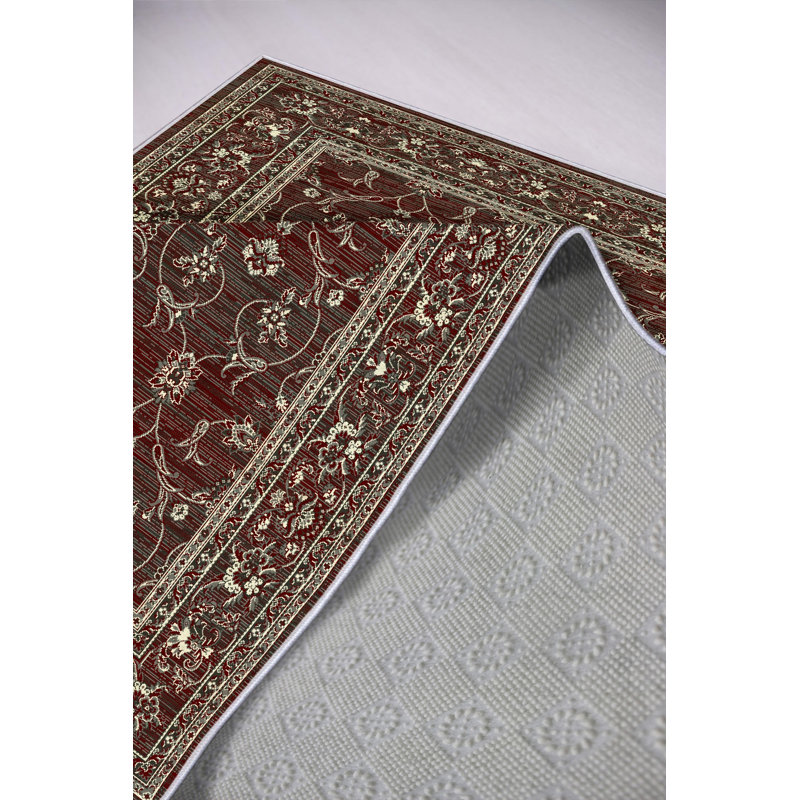 Claret Red Polyester Area Rug, 4.6 x 7.2 ft | 100% Antibacterial & Eco-Friendly | Non-Slip PVC Dot Underside | Machine Washable, Pile Height: 0.2 in | Perfect for Living Room, Bedroom & Dining Areas, Durable & Stylish Design