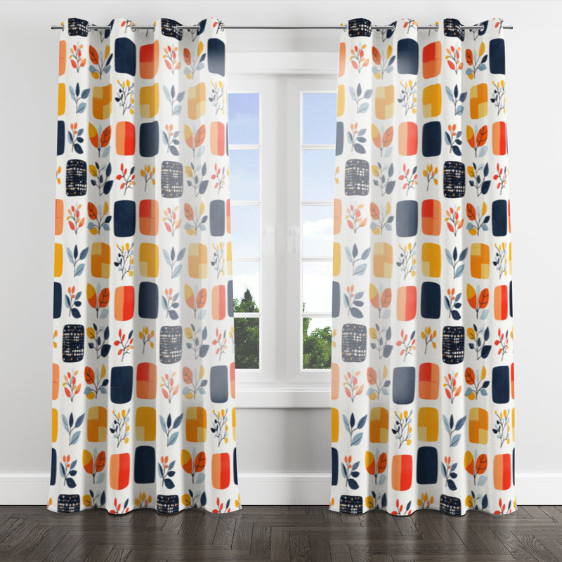 Rideaux obscurcissant Patchwork - Rideau moderne à œillets Bojerski - 1 panneau, L 52 po x L 84 po, Œillets argentés
