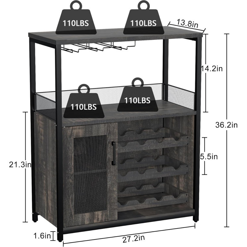 69cm Bar Cabinet, Grey