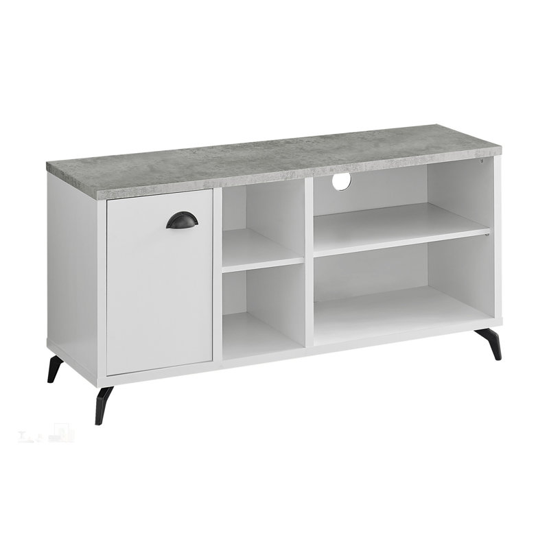 Meuble télé élégant et fonctionnel avec beaucoup de rangement, idéal pour les salons et les chambres modernes, Blanc